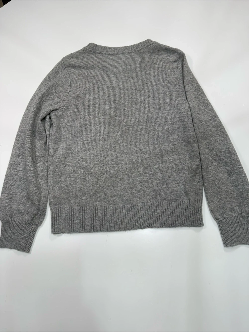 J. Crew Lambs Wool Blend Gray Crewneck Sweater with Shoulder Jewels